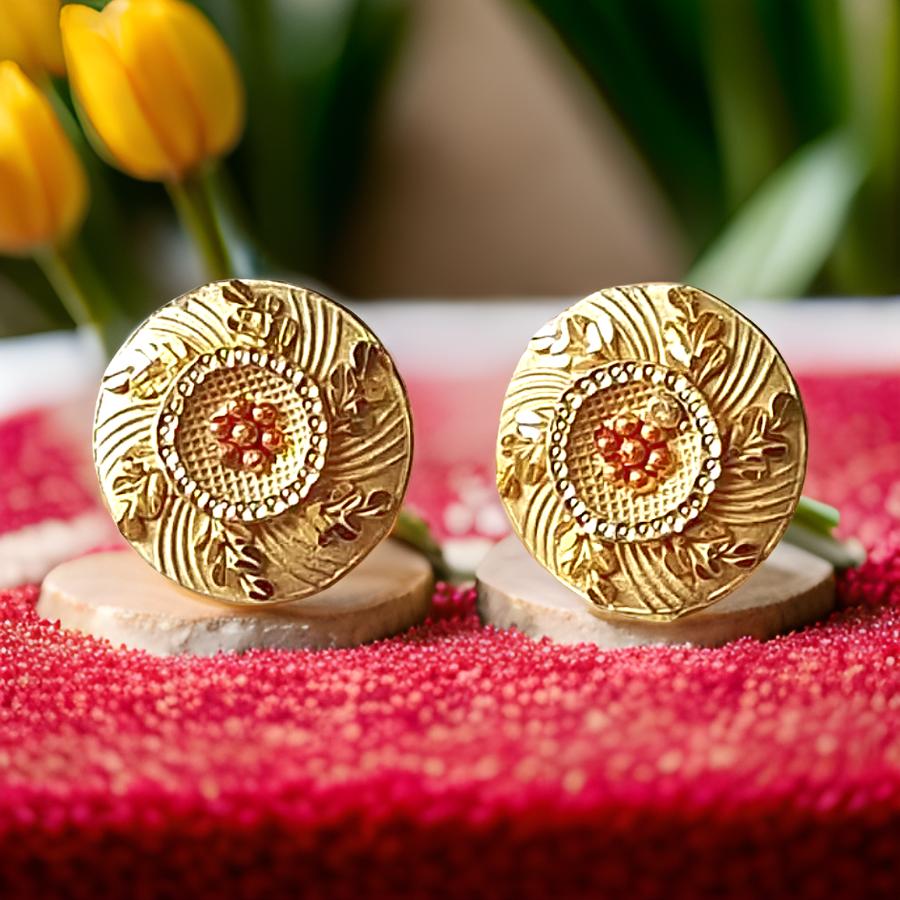 Flower desgin 1.5 Gram Gold Plated Stud Earrings