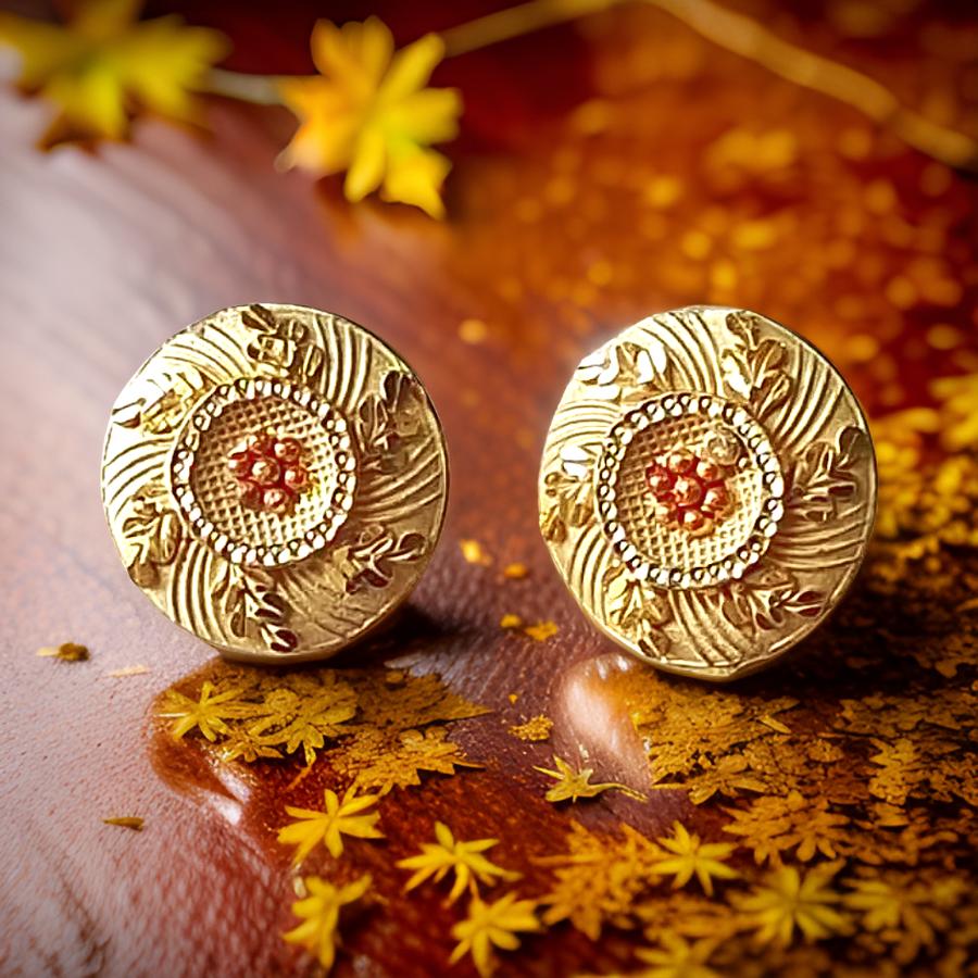 Flower desgin 1.5 Gram Gold Plated Stud Earrings