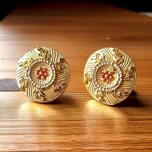 Flower desgin 1.5 Gram Gold Plated Stud Earrings