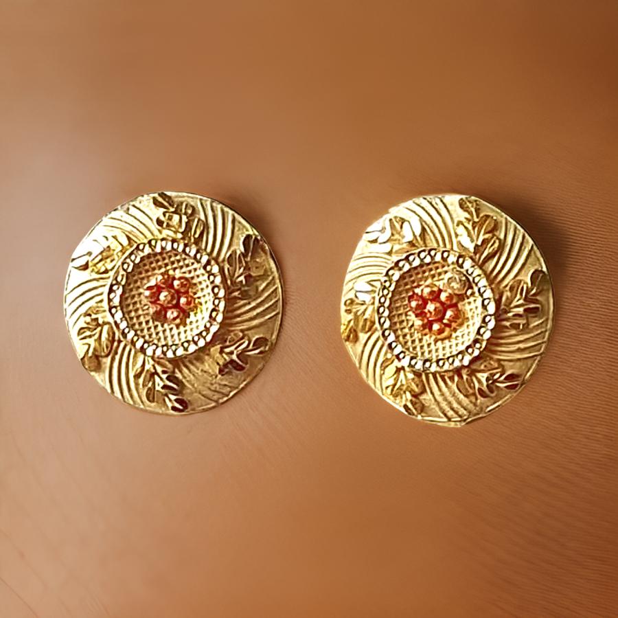 Flower desgin 1.5 Gram Gold Plated Stud Earrings