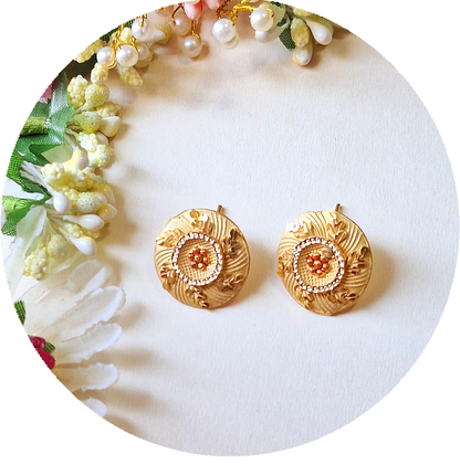Flower desgin 1.5 Gram Gold Plated Stud Earrings