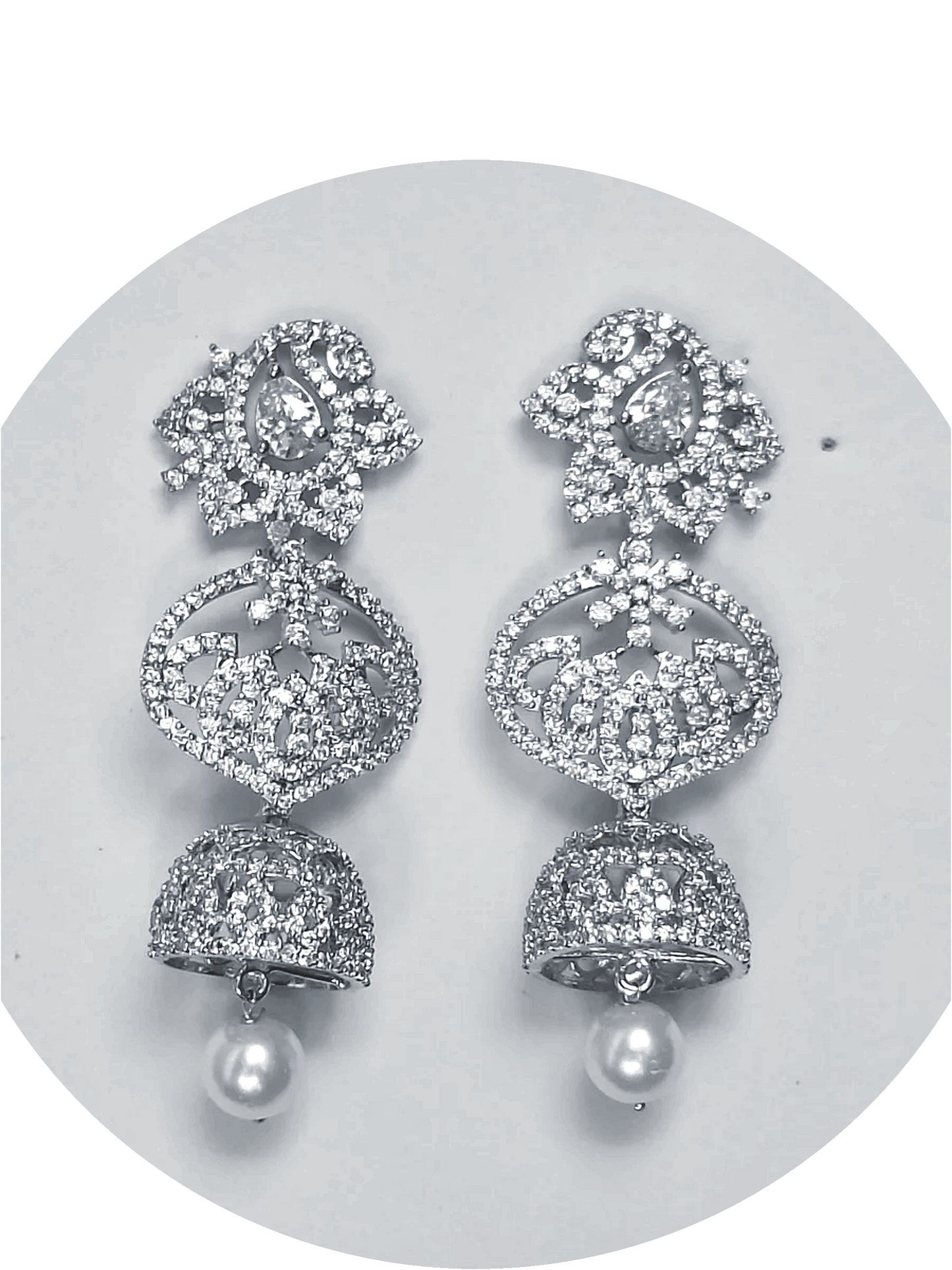 Triple Layered Statement  American Diamond Earrings
