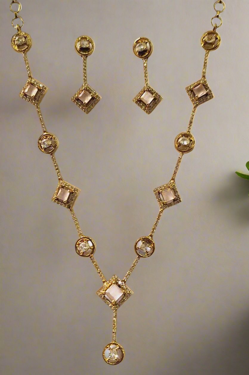 Pink Necklace Set with matching color Earrings