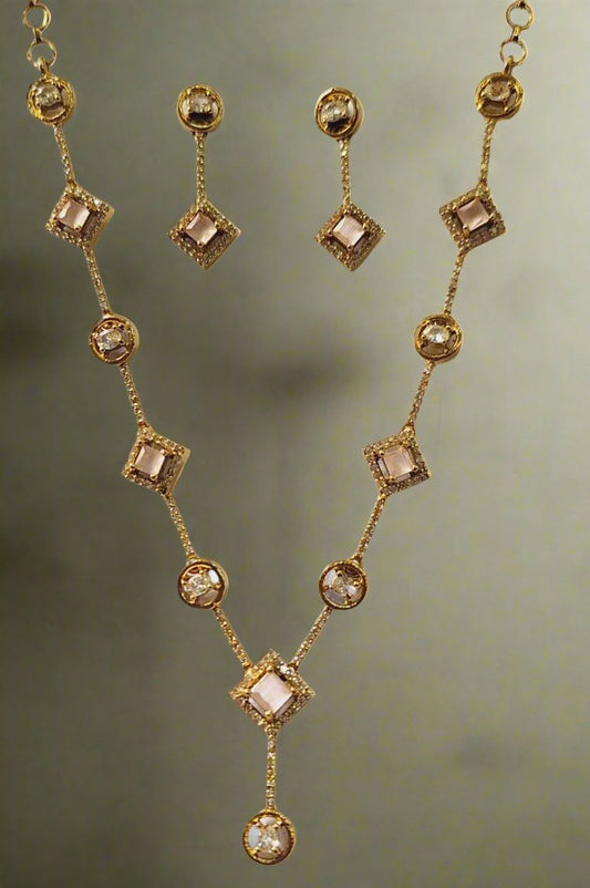 Pink Necklace Set with matching color Earrings