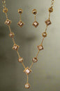 Pink Necklace Set with matching color Earrings