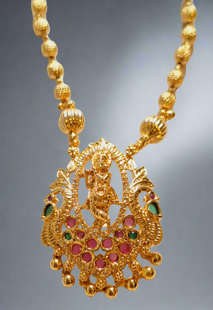 Krishna Temple Design 1.5 Gram Gold Plated Necklace