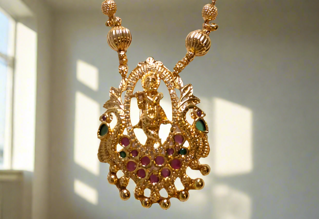 Krishna Temple Design 1.5 Gram Gold Plated Necklace