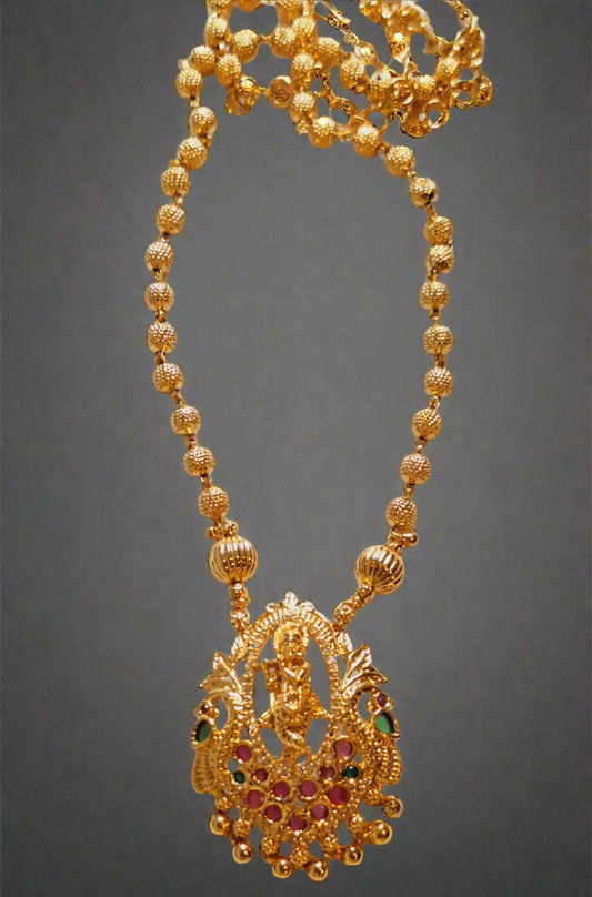 Krishna Temple Design 1.5 Gram Gold Plated Necklace