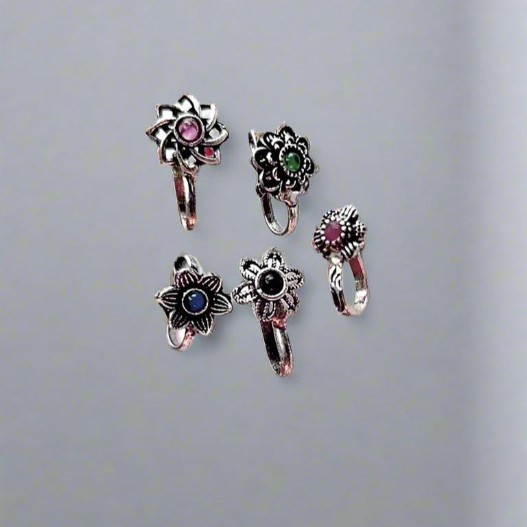 Oxidized Silver Nose Pin Combo