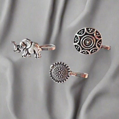 Oxidized Silver Nose Pin Combo