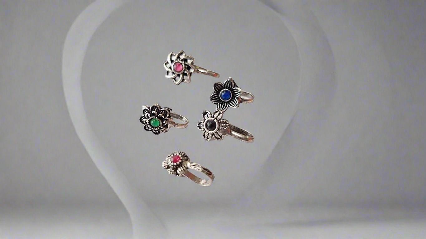 Oxidized Silver Nose Pin Combo