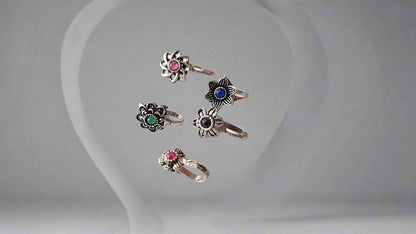 Oxidized Silver Nose Pin Combo