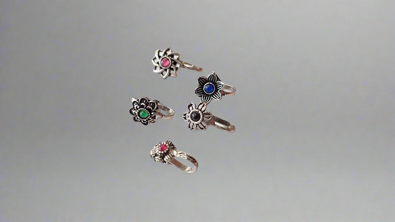 Oxidized Silver Nose Pin Combo
