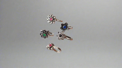 Oxidized Silver Nose Pin Combo
