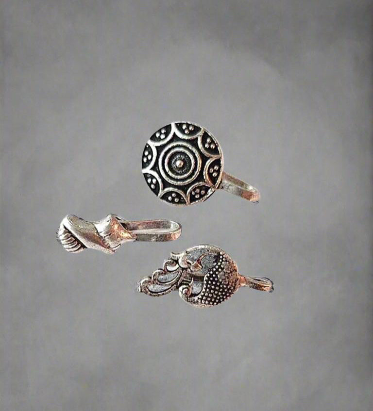 Oxidized Silver Nose Pin Combo