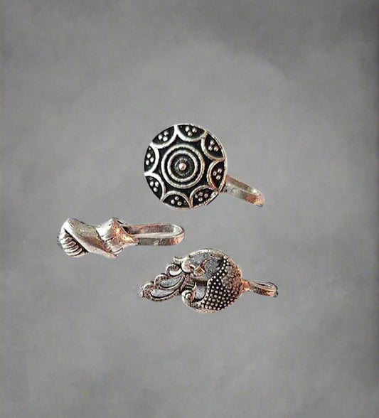 Oxidized Silver Nose Pin Combo