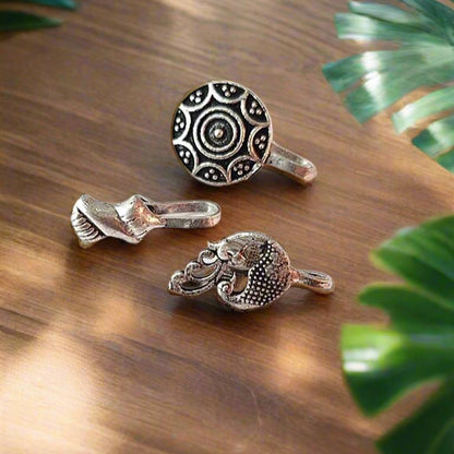 Oxidized Silver Nose Pin Combo