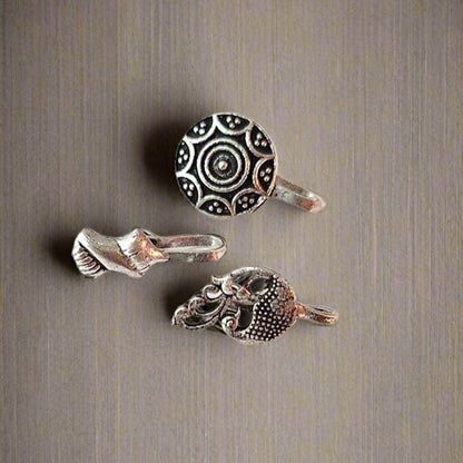 Oxidized Silver Nose Pin Combo