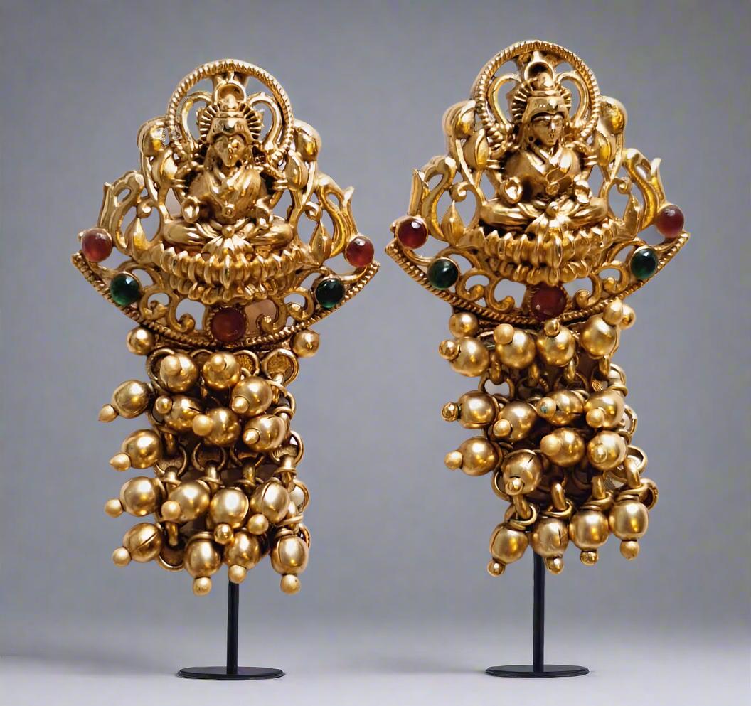 Traditional Goddess Lakshmi Motif 1.5 Gram Gold Plated Necklace Set
