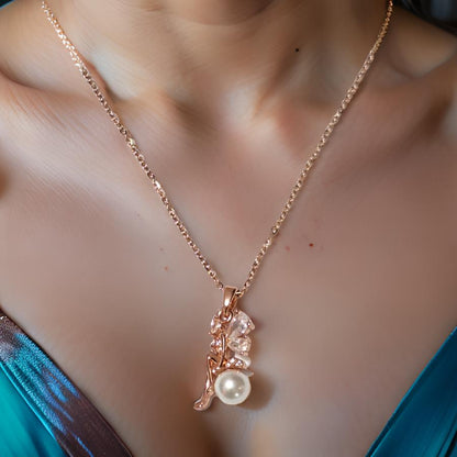 Tinker Bell Pendant Anti Tarnish Rose Gold Plated Chain Necklace