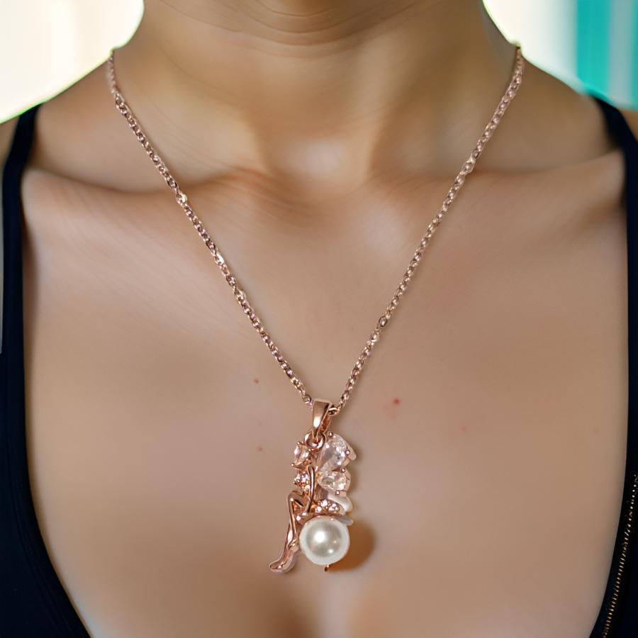Tinker Bell Pendant Anti Tarnish Rose Gold Plated Chain Necklace