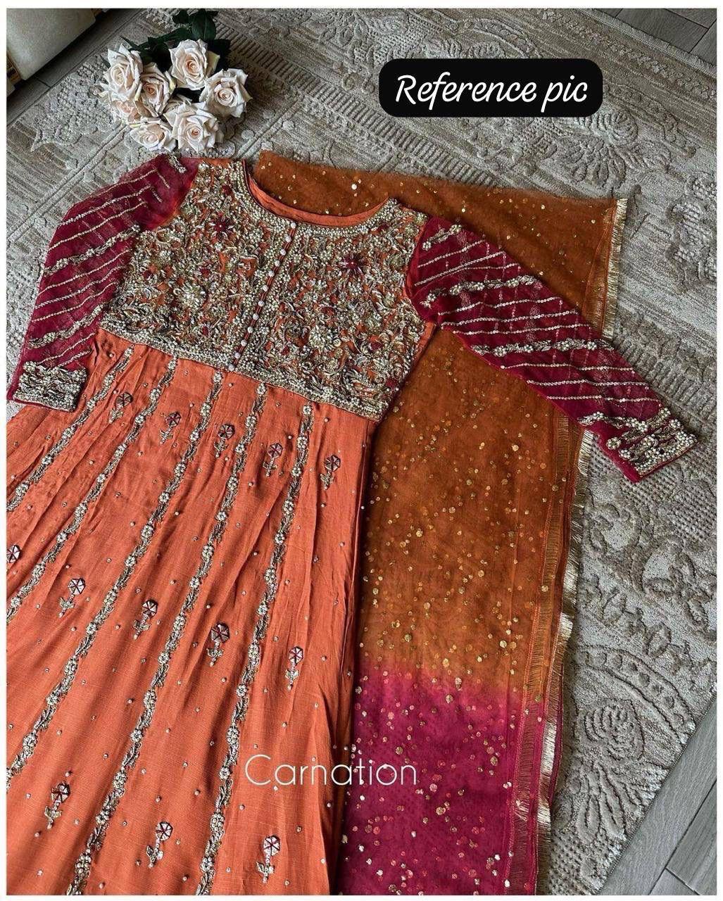 DESIGNER SEQUINS &amp; ZARI EMBROIDERED ANARKALI GOWN