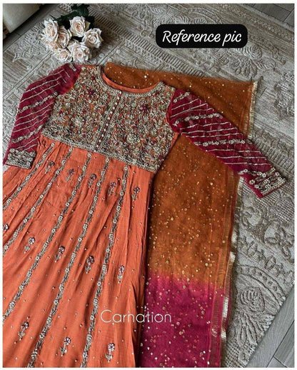 DESIGNER SEQUINS &amp; ZARI EMBROIDERED ANARKALI GOWN