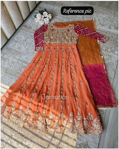 DESIGNER SEQUINS &amp; ZARI EMBROIDERED ANARKALI GOWN