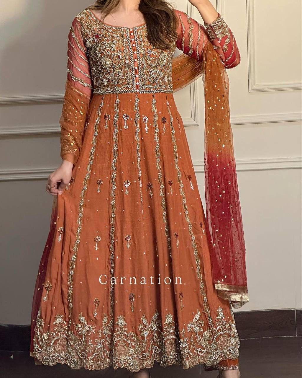 DESIGNER SEQUINS &amp; ZARI EMBROIDERED ANARKALI GOWN