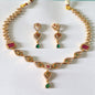 Pink & Green Ruby Gold-Plated Necklace Set.