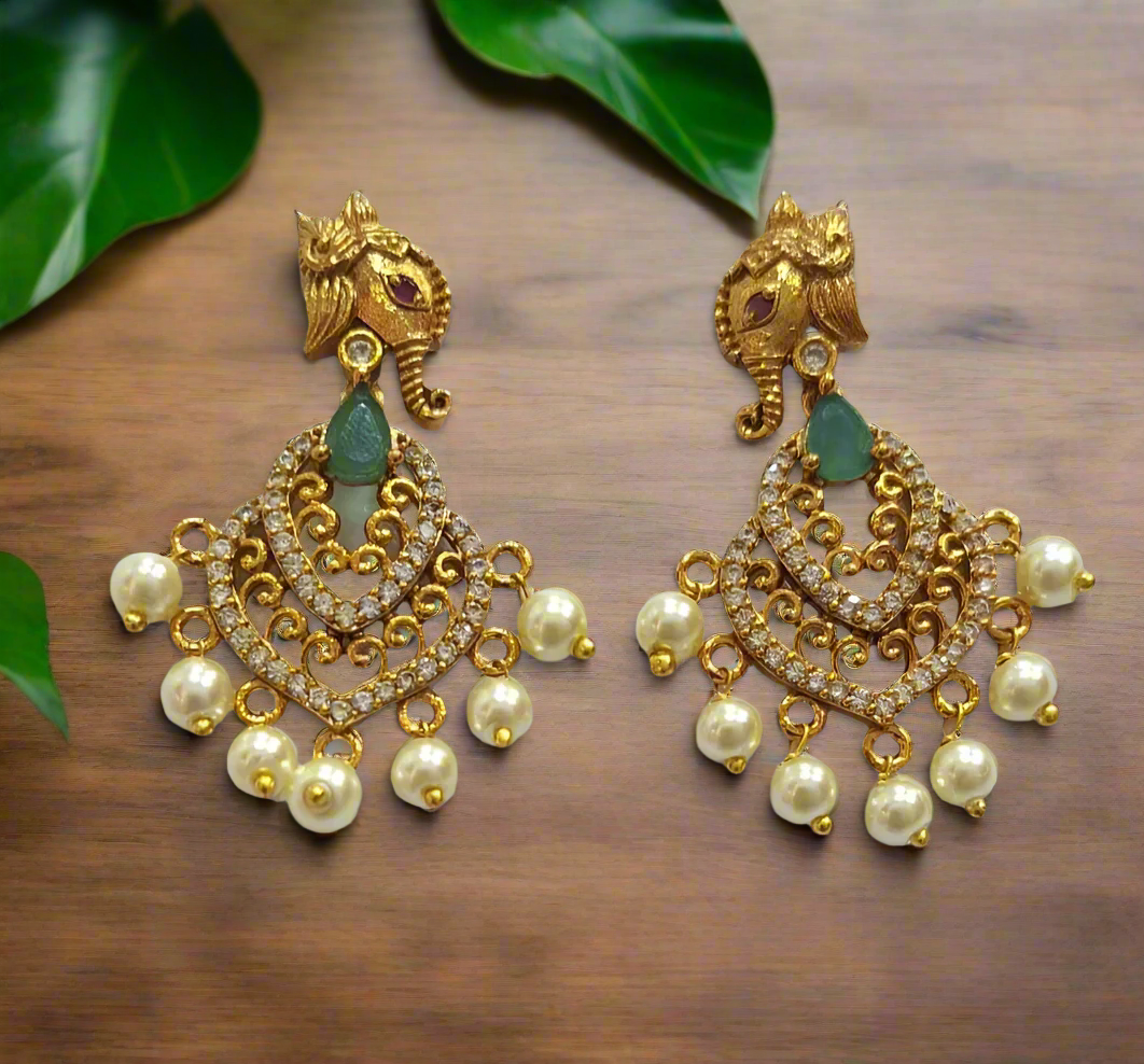 Elephant Design Necklace Set with Matching Earrings