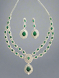 Double Layer Green Ruby American Diamond Necklace Set