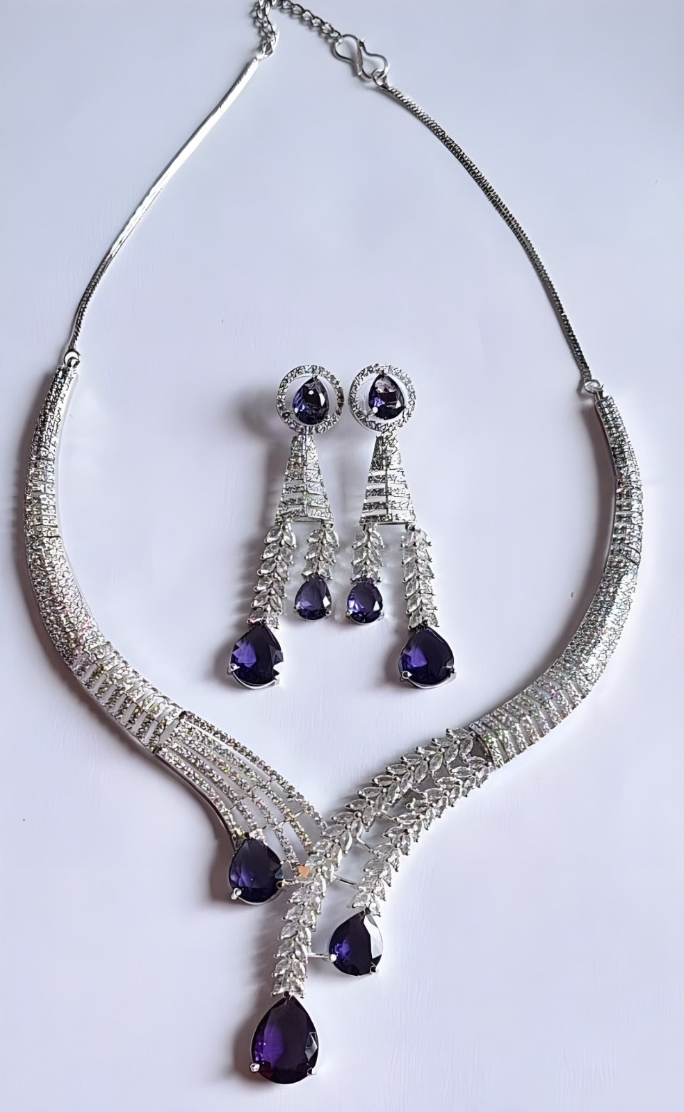 American Diamond Purple Necklace Set