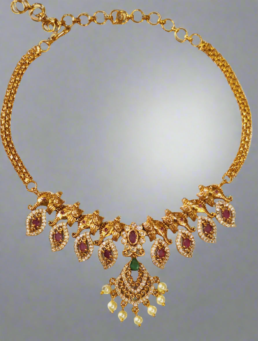 Elephant Design Necklace Set with Matching Earrings