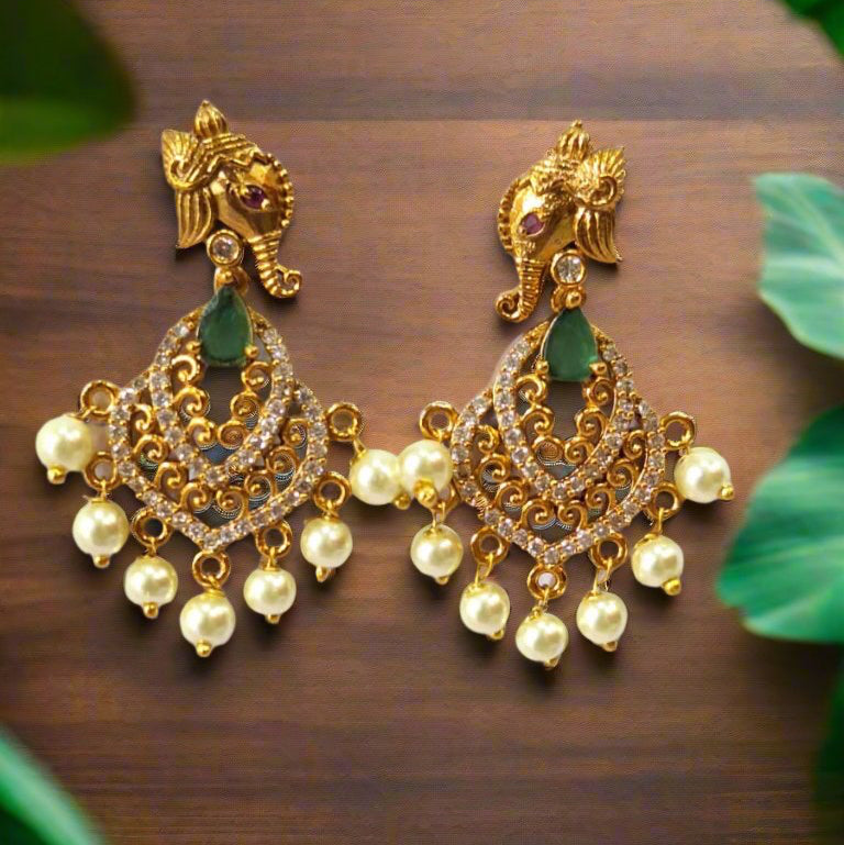 Elephant Design Necklace Set with Matching Earrings