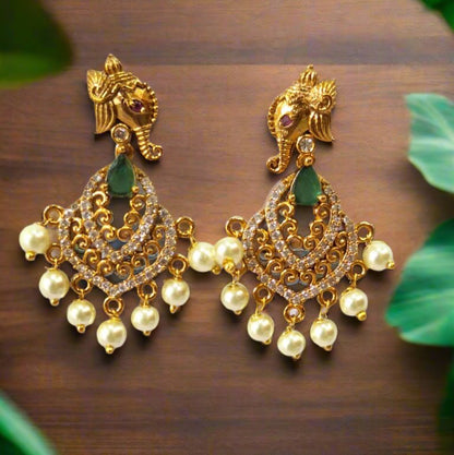 Elephant Design Necklace Set with Matching Earrings