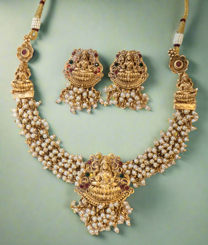 Temple Design one Gram Gold Plated Necklace Set