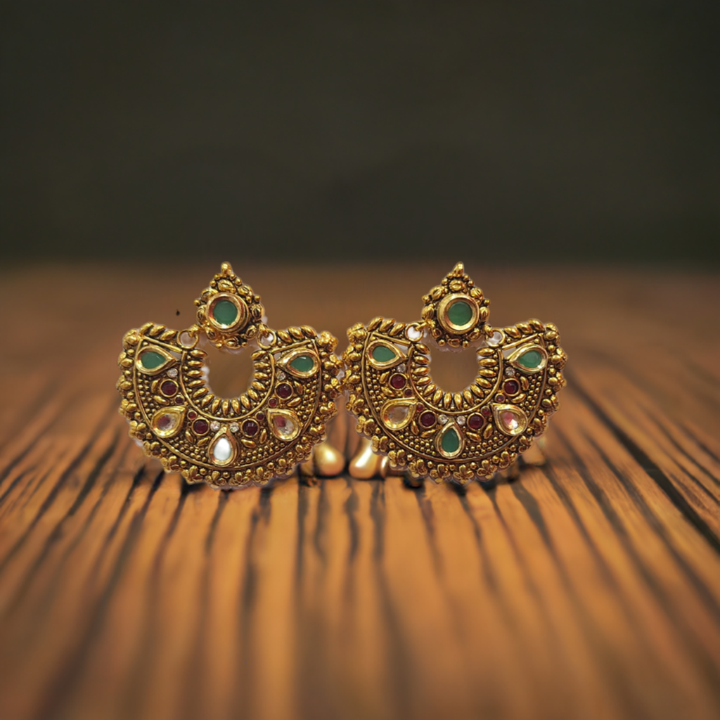 Traditional earrings, designed in a half-moon shape