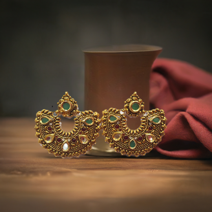 Traditional earrings, designed in a half-moon shape