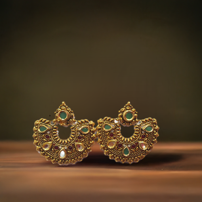 Traditional earrings, designed in a half-moon shape